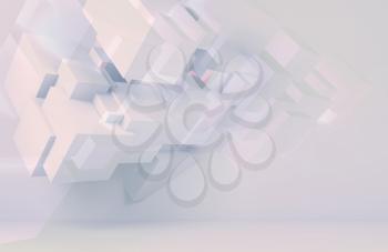 Abstract digital background with random sized cubes installation. Double exposure effect, 3d render illustration
