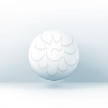 White sphere object, blue toned square 3d render illustration