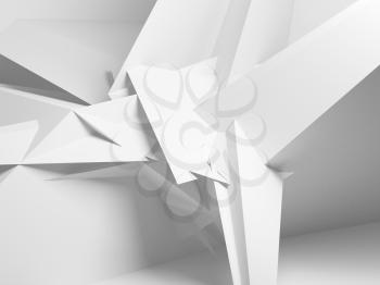 Abstract white digital chaotic polygonal structure, background texture, 3d render illustration