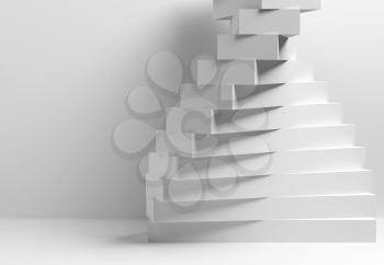 Abstract geometric architecture, white parametric spiral installation of boxes, 3d render illustration 