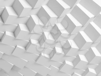Abstract geometric architecture pattern, white digital background with parametric cubes structure, 3d render illustration 