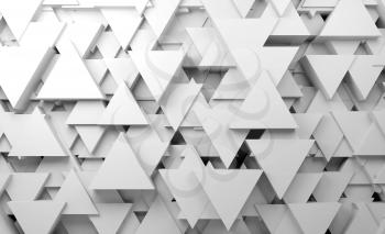 Abstract white background with random triangles pattern, 3d render illustration
