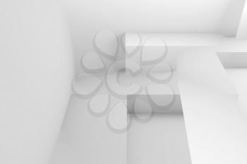 Abstract digital background with intersected white artificial structures, double exposure effect. 3d render illustration
