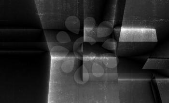 Abstract concrete background, dark digital  pattern, double exposure effect, 3d render illustration