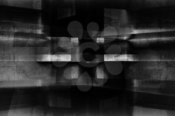 Abstract dark concrete background pattern, double exposure effect, 3d render illustration