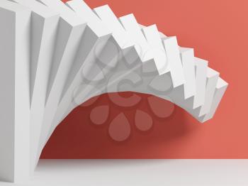 Abstract white parametric installation over pink wall background, 3d render illustration