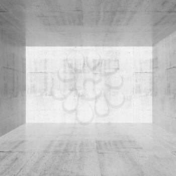 Empty white concrete room. Abstract interior background. Square 3d render illustration