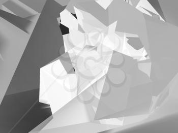 Abstract black and white chaotic polygonal structure, background texture, 3d render illustration