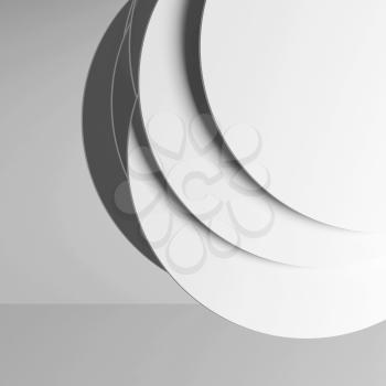 Minimal abstract white digital background with round objects. Square 3d render illustration