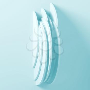 Minimal round installation on empty wall, Blue toned square 3d render illustration