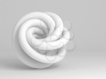 Geometrical representation of a torus knot. Abstract installation on white background. 3d rendering illustration