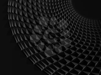 Digital background with round parametric black structure. Abstract geometric pattern, 3d rendering illustration 