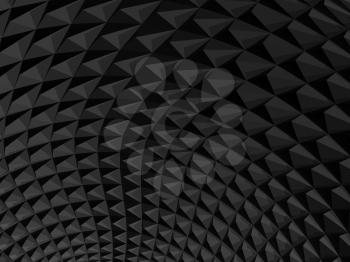 Black cg background with parametric structure. Abstract geometric pattern, 3d rendering illustration 