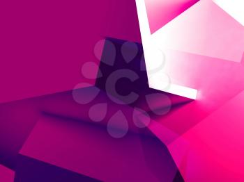Abstract purple low polygonal background, digital graphic with double exposure effect. 3d render illustration