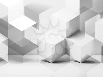 Abstract digital graphic background, white cubes pattern. 3d rendering illustration