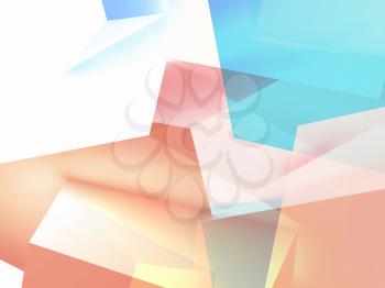 Abstract colorful low poly background, digital graphic pattern with double exposure effect. 3d render illustration