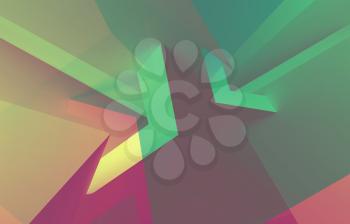 Abstract colorful low polygonal background, digital graphic pattern with double exposure effect. 3d render illustration
