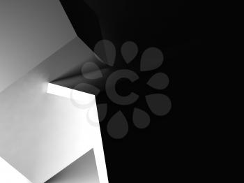 Abstract low polygonal black white installation, digital graphic background. 3d render illustration