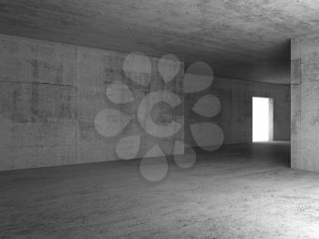 Abstract empty concrete room interior background with empty door. 3d rendering illustration
