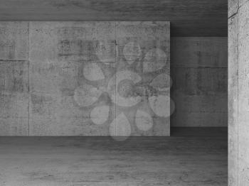 Abstract empty concrete room interior background. 3d rendering illustration