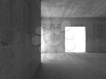 Empty glowing doorway. Abstract concrete room interior background. 3d rendering illustration