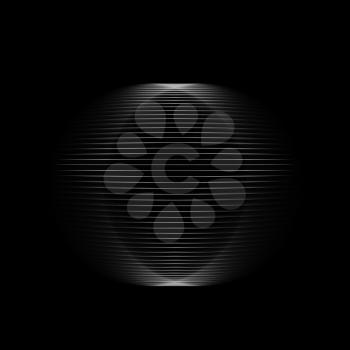 Abstract round blurred object isolated on black background, square digital illustration, 3d rendering
