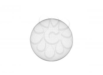 Wire frame sphere isolated on white background, 3d rendering illustration