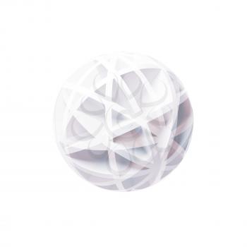 Abstract white spherical digital object isolated on white background, square 3d rendering illustration