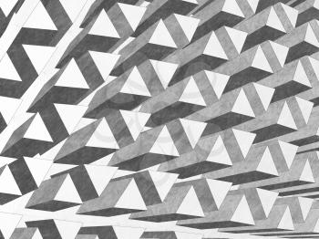 Abstract graphite pencil stylized graphic background with white extruded triangular pattern, 3d rendering illustration