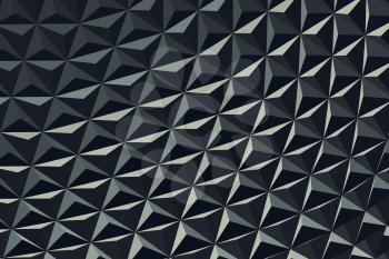 Abstract dark geometric background with parametric triangular mosaic surface pattern, 3d rendering illustration