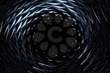 Abstract dark mosaic round pattern with copy-space area in the middle. Stylized graphic background, 3d rendering illustration