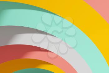 Abstract digital background with colorful round stripes, 3d rendering illustration