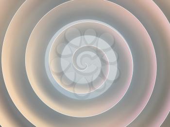 White spiral tape with soft colorful illumination, abstract digital background, 3d rendering illustration