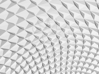 Abstract geometric background, white parametric triangular structure. Digital graphic pattern, 3d rendering illustration 