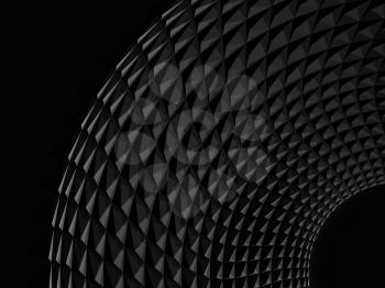 Abstract geometric background with black parametric round structure. Digital pattern, 3d rendering illustration 