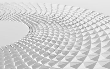 Abstract white geometric background with round parametric triangular structure. Digital graphic pattern, 3d rendering illustration 