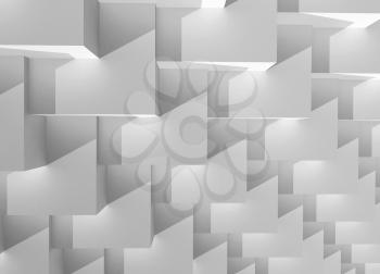 Abstract geometric background, parametric white cubic structure. 3d rendering illustration 