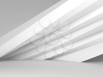Abstract white interior with parametric installation. Minimal architectural background. 3d rendering illustration