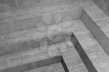Staircase podium structure corner. Abstract empty dark concrete interior background, 3d rendering illustration