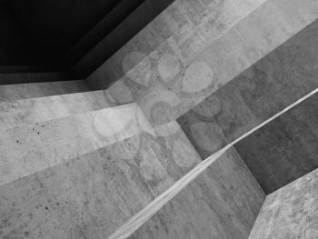 Abstract gray concrete interior background with staircase structure, 3d rendering illustration