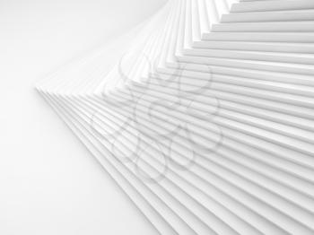 Abstract white geometric background, parametric spiral stairs installation, 3d rendering illustration