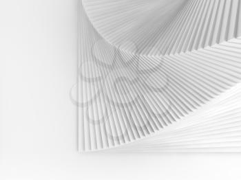 Abstract digital geometric background, parametric spiral white stairs installation, top view, 3d rendering illustration