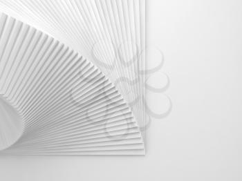 Abstract digital background, geometric parametric architecture template with spiral white stairs installation, 3d rendering illustration