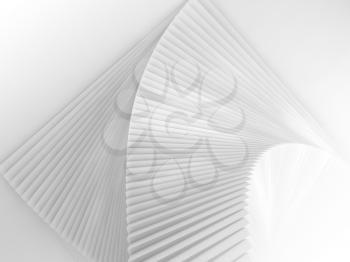 Abstract digital geometric background, parametric architecture template with spiral white stairs installation, top view, 3d rendering illustration
