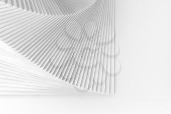 Abstract geometric background with copy space area, parametric installation with white spiral structure, 3d rendering illustration