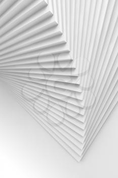 Abstract vertical geometric background, parametric installation of white spiral stairs, 3d rendering illustration