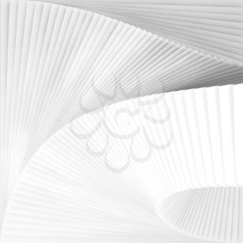 Abstract square geometric background, parametric installation with white spiral structure, 3d illustration