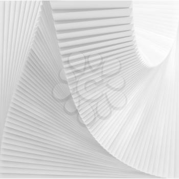 Abstract square geometric background, parametric spiral white stairs installation, top view, 3d rendering illustration