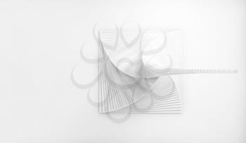 Abstract digital geometric background, white parametric spiral installation, 3d rendering illustration