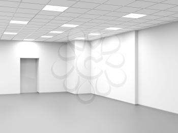 Abstract white interior, empty open space office background, 3d rendering illustration